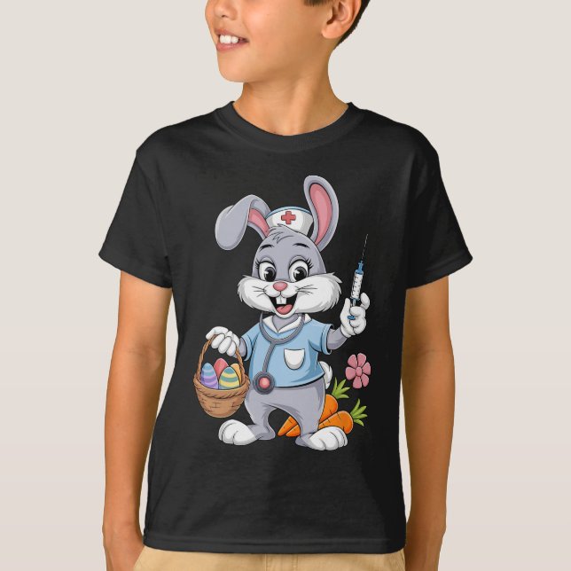 T-shirt Bunny Nurse Easter Day Stethoscope Rabbit Scrub To (Devant)