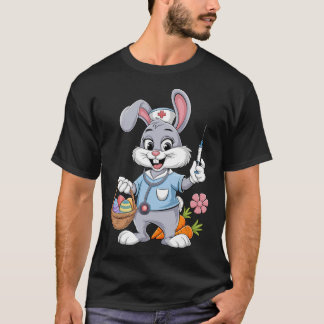 T-shirt Bunny Nurse Easter Day Stethoscope Rabbit Scrub To