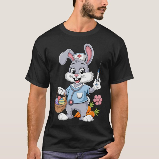 T-shirt Bunny Nurse Easter Day Stethoscope Rabbit Scrub To (Devant)