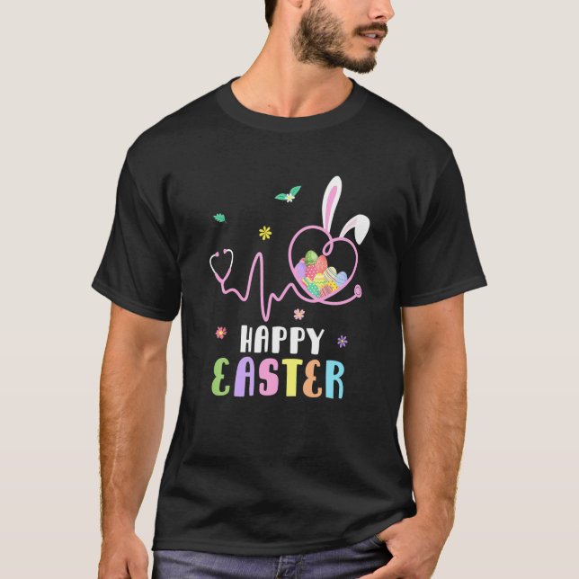 T-shirt Bunny Nurse Stethoscope Joyeux Oeufs de Pâques Rab (Devant)