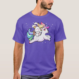 T-shirt Bunny Oeufs de Pâques Panier équitation Unicorne J