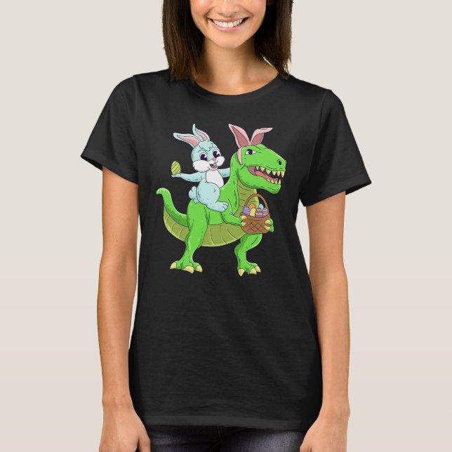 T-shirt Bunny Pâques équitation Dinosaure T Rex Enfants Pâ (Devant)