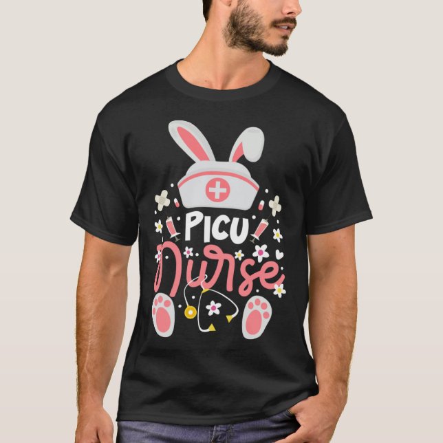 T-shirt Bunny PICU Nurse Bunny Ears Pediatric Intensive Ca (Devant)