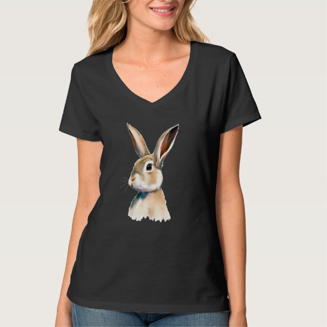 T-shirt Bunny Portrait No 5 Animal Rabbit Pet Illustration (Devant)
