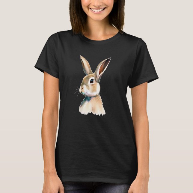 T-shirt Bunny Portrait No 5 Animal Rabbit Pet Illustration (Devant)