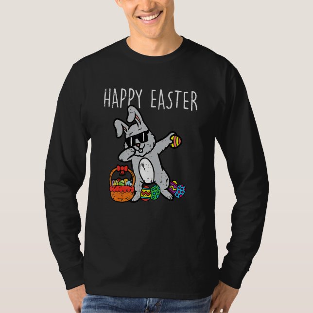 T-shirt Bunny Rabbit Happy Easter Dab Dance Cool Kids (Devant)