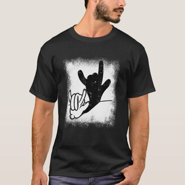T-shirt Bunny Rabbit Love You Hand Sign Language Shadow Bl (Devant)
