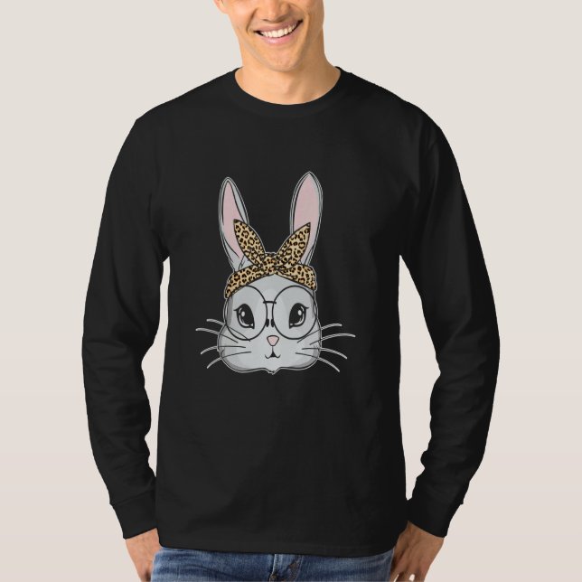 T-shirt Bunny Rabbit Messy Bun Leopard tenue de Pâques Tod (Devant)