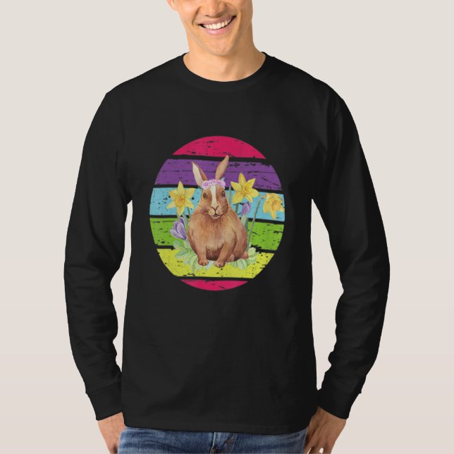 T-shirt Bunny Rabbit Pastel Thème Daffodique Femmes Pâques (Devant)