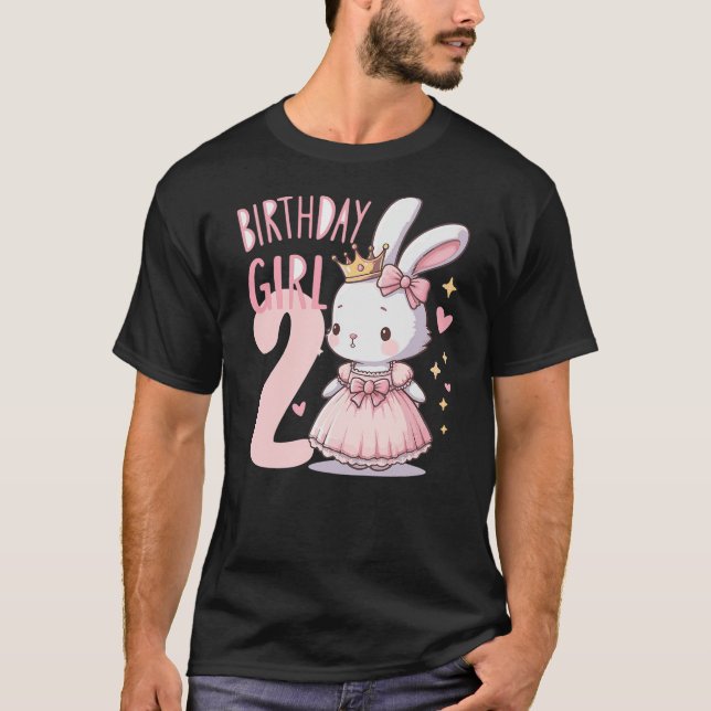 T-shirt Bunny Rabbit Princess Pink Children's Birthday 2 Y (Devant)