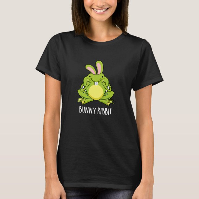 T-shirt Bunny Ribbit Funky Rabbit Frog Pun Dark BG (Devant)