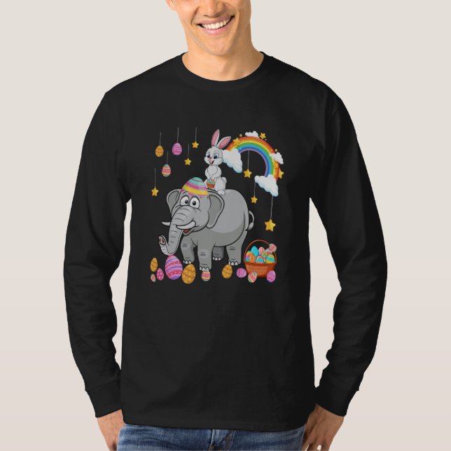 T-shirt Bunny Riding Elephant Easter Day Costume Hunting E (Devant)