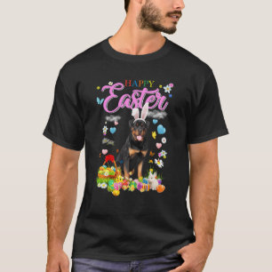 T-shirt Bunny Rottweiler Chien Joyeux Oeufs de Pâques