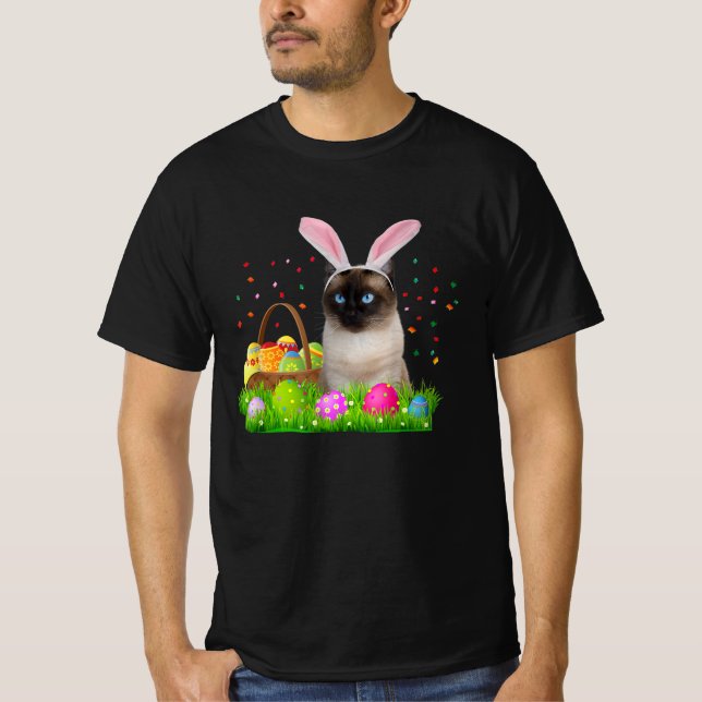 T-shirt Bunny Siamese Chat Funny Pâques Amoureux des chats (Devant)