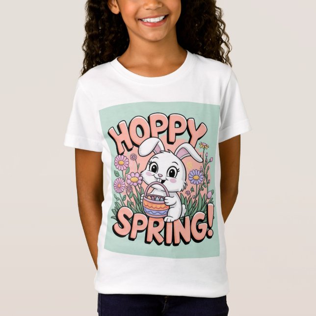 T-Shirt Bunny Spring Hoppy - Gi floral Pâques mign (Devant)