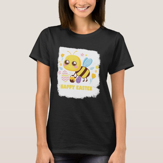 T-shirt Bunny Spring Hunt Eggs bee Happy Easter Day (Devant)