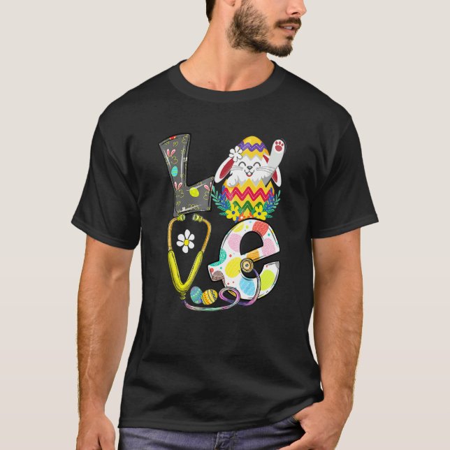 T-shirt Bunny tenues de Pâques Scrub Stethoscope Nurse Lif (Devant)