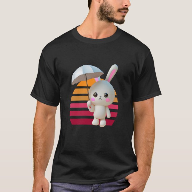 T-shirt Bunny Umbrella Sunset (Devant)