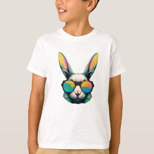 T-shirt Bunny Visage coloré avec lunettes de soleil pour h