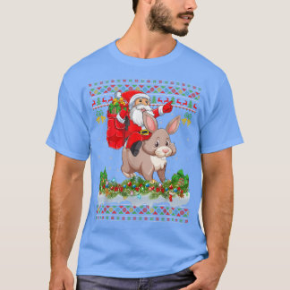 T-shirt Bunny Xmas Pyjamas Ugly Père Noël équitation Bunny