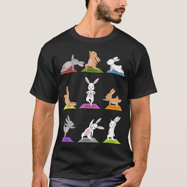 T-shirt Bunny Yoga Funny Rabbits In Yoga Poses On Meditati (Devant)