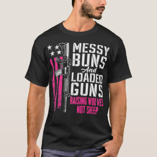 T-shirt Buns Messy et Armes Chargées Élevant Loups Pas mou