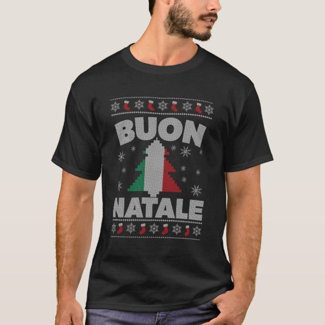T-shirt Buon Natale Italien laid pour et (Devant)