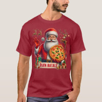 Buon Natale Père Noël italienne avec pizza et renn