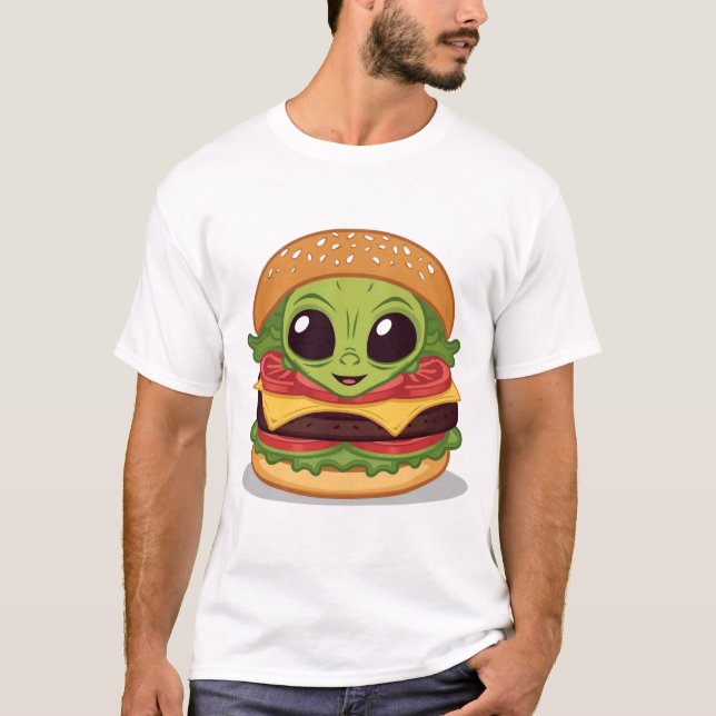 T-shirt Burger Alien – Drôle d'illustration de nourriture (Devant)