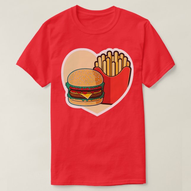 T-shirt Burger Amour Coeur Drôle (Design devant)