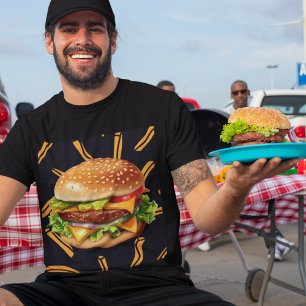 T-shirt Burger au fromage et frites Humour alimentaire Hom