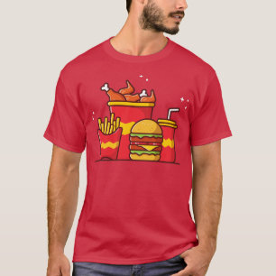T-shirt Burger au poulet frit Fries et sodas