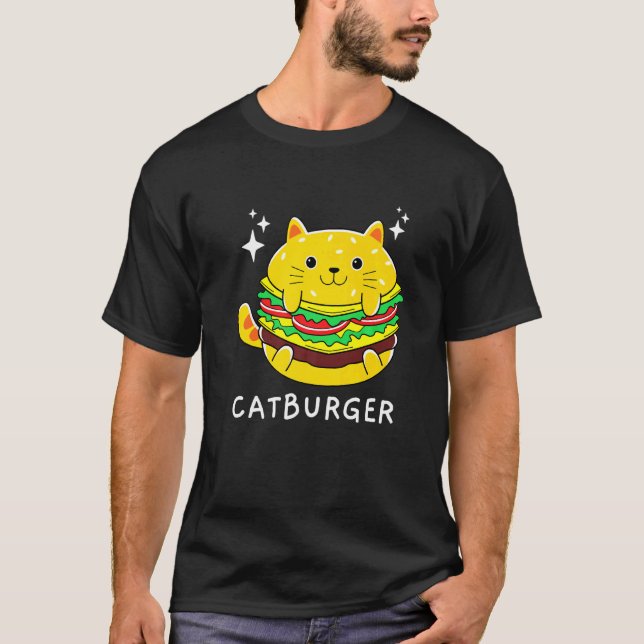 T-shirt Burger Chat Foodie (Devant)