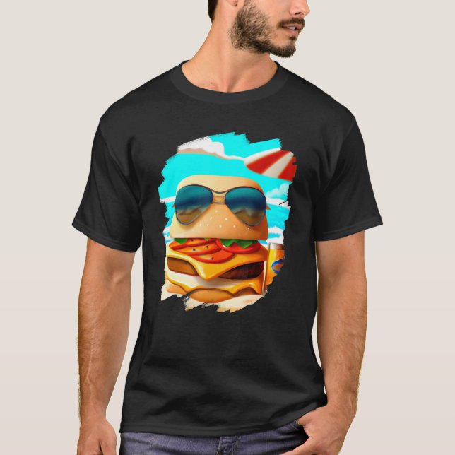 T-shirt Burger cool Chilling sur la plage Restauration rap (Devant)