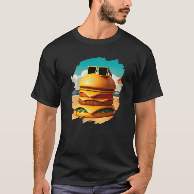 T-shirt Burger cool Chilling sur la plage Restauration rap (Devant)
