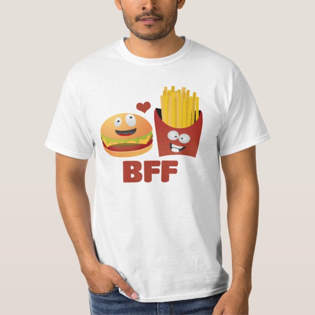 T-shirt Burger Et Fries Meilleurs Amis Pour Toujours (Devant)