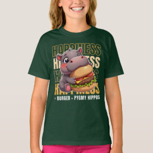 T-shirt Burger Et Hippopotames Pygmées Me Rendent Heureux