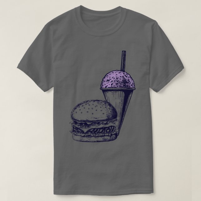 T-shirt Burger et un cône de neige (Design devant)
