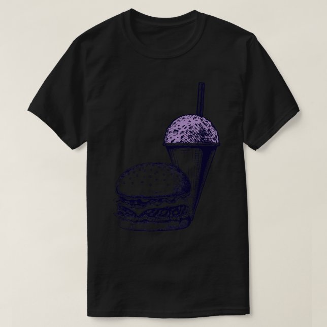 T-shirt Burger et un cône de neige (Design devant)