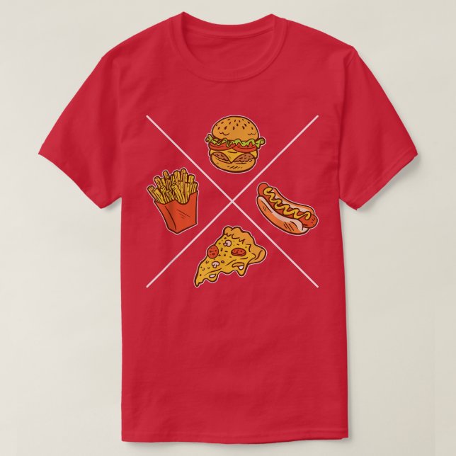 T-shirt Burger Fries Pizza Hotdog Restauration rapide  (Design devant)