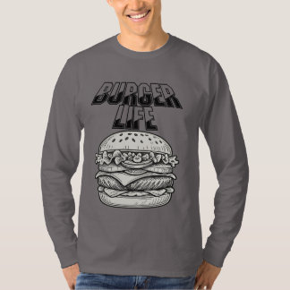 T-shirt Burger Life - Retro Line Art Cheeseburger