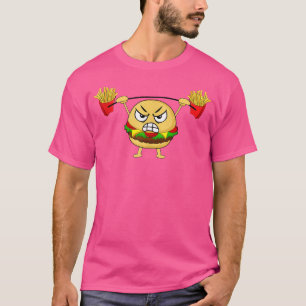 T-shirt Burger Lifries drôle Nourriture Snatch Squat Barbe