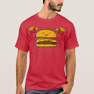 T-shirt Burger Lifting Fries Funny Food Snatch Squat Barbe