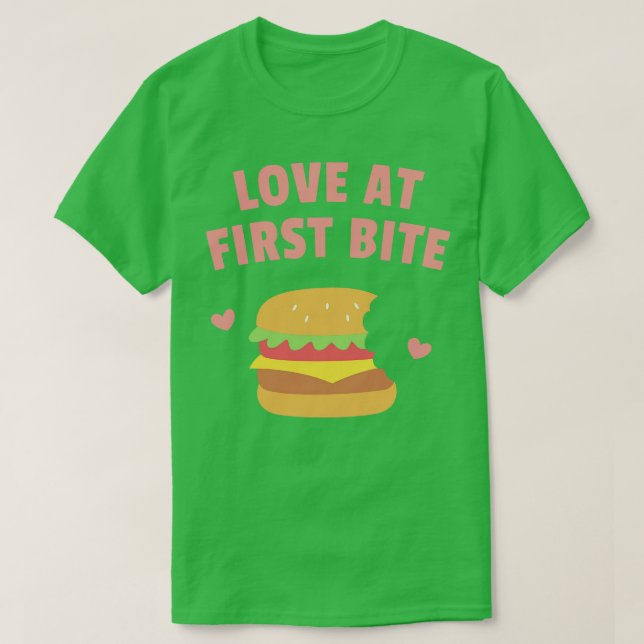 T-shirt Burger Love At First Bite Funny (Design devant)