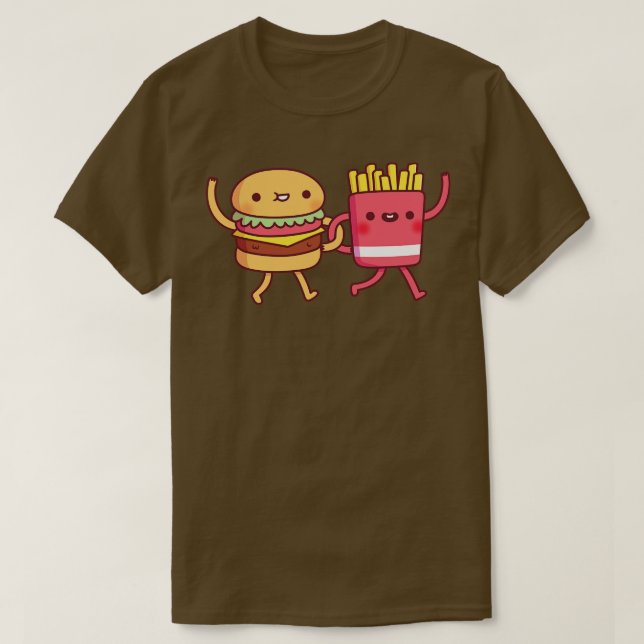 T-shirt Burger Mignonne Et Fries Liant Armoiries Besoins (Design devant)