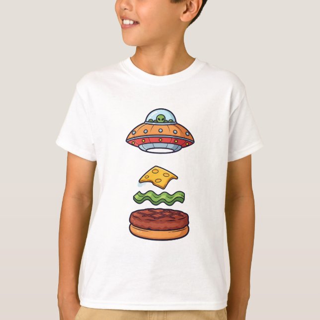 T-shirt Burger UFO Alien Space Enfants (Devant)