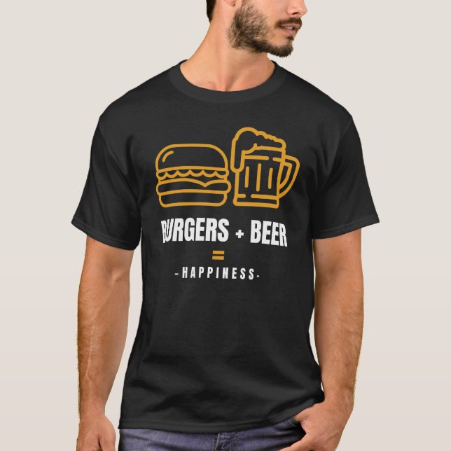 T-SHIRT BURGERS + BIÈRE = BONHEUR (Devant)