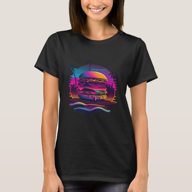 T-shirt Burgers Synthwave 80s Retrowave Aesthetic  1 (Devant)