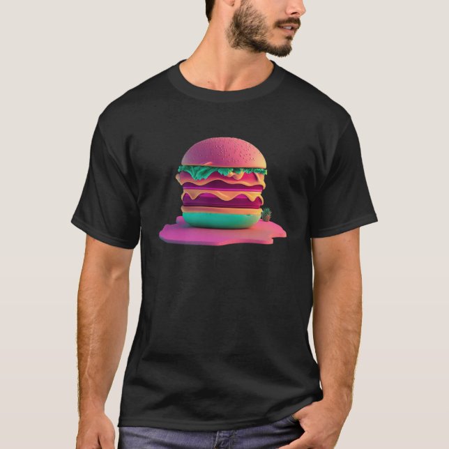 T-shirt Burgers Vaporwave Retrowave Aesthetic  1 (Devant)