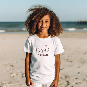 T-shirt Burgundy Big Sis Nom personnalisé